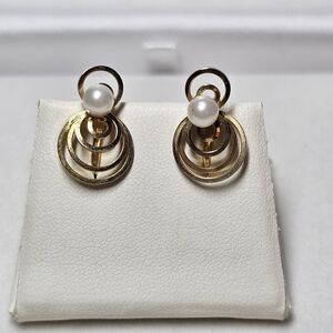 12k Gold Filled Pearl Drop Screw Back Earrings